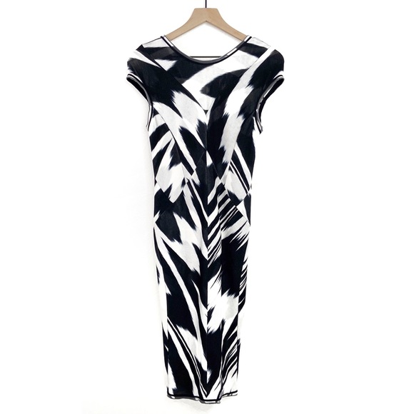 black and white print midi dress